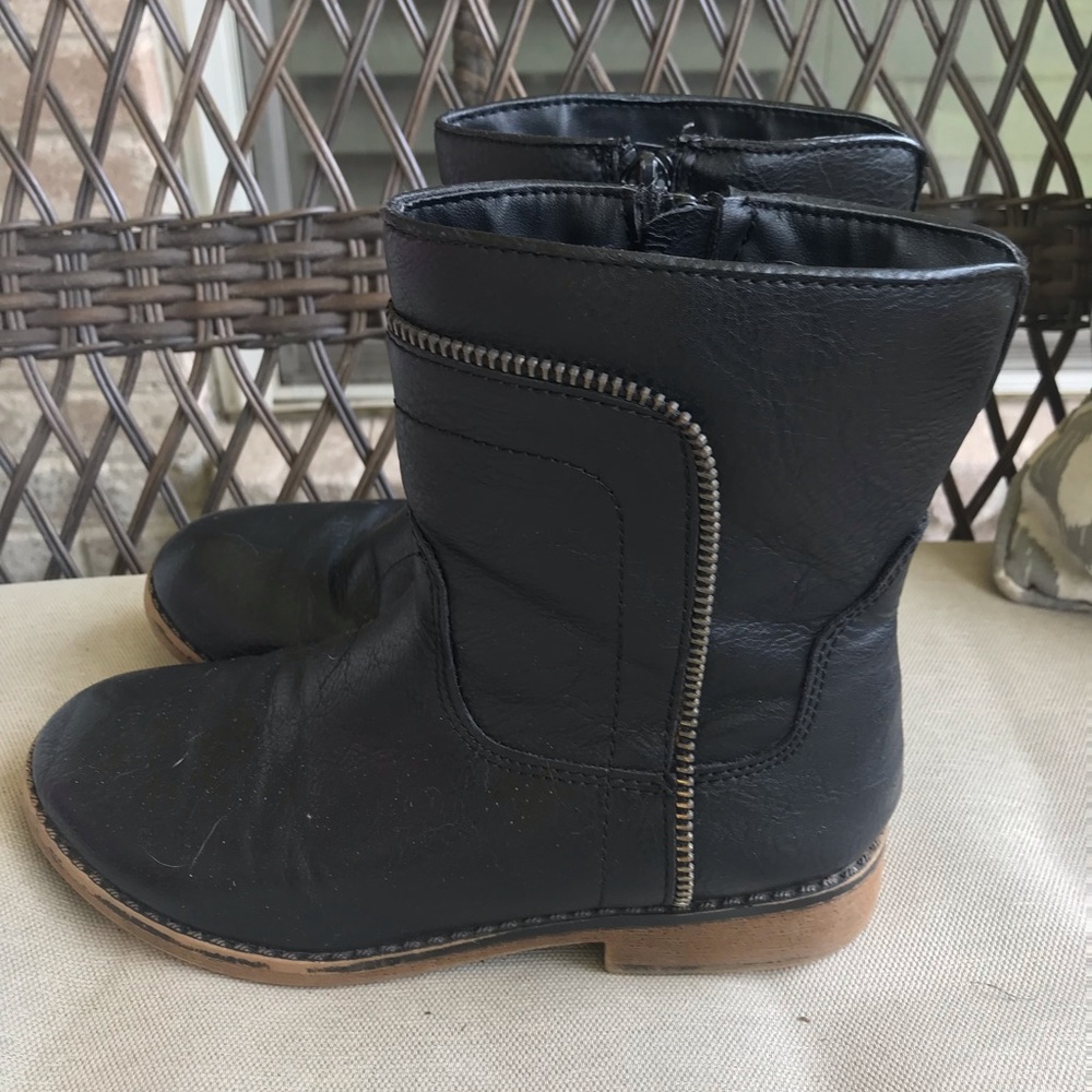 Girls Black Stevies Zipper Boots Booties Ankle 2